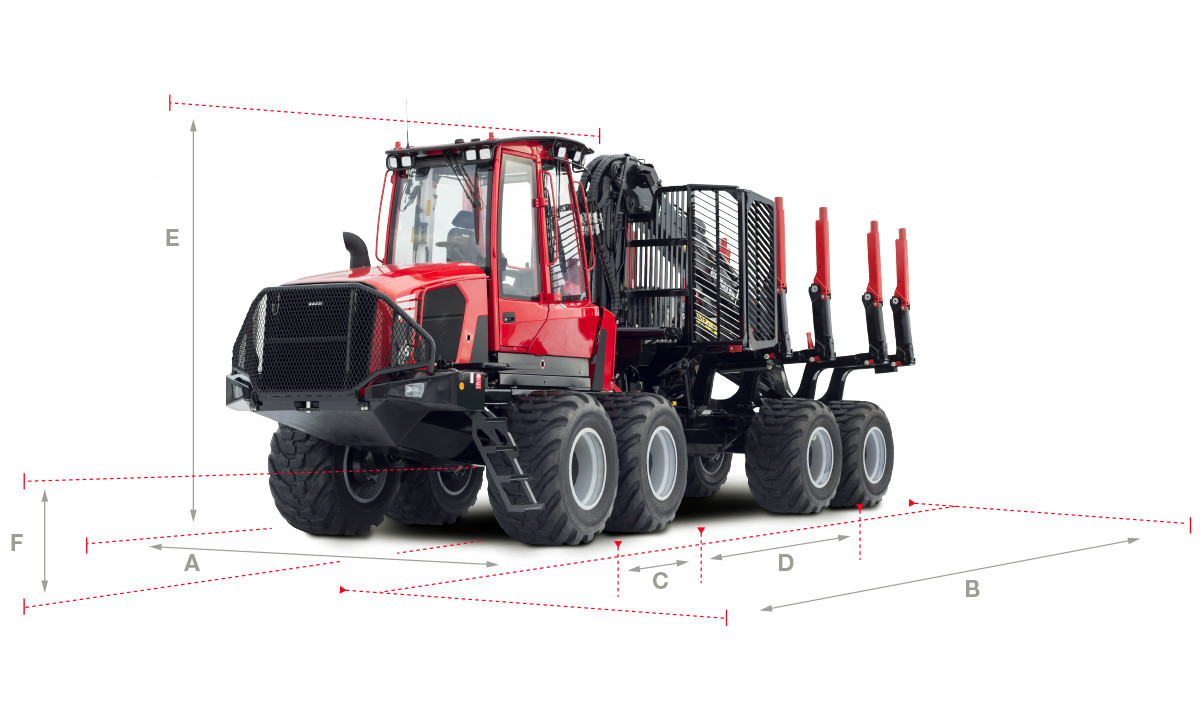 Technical dimensions of Komatsu 845