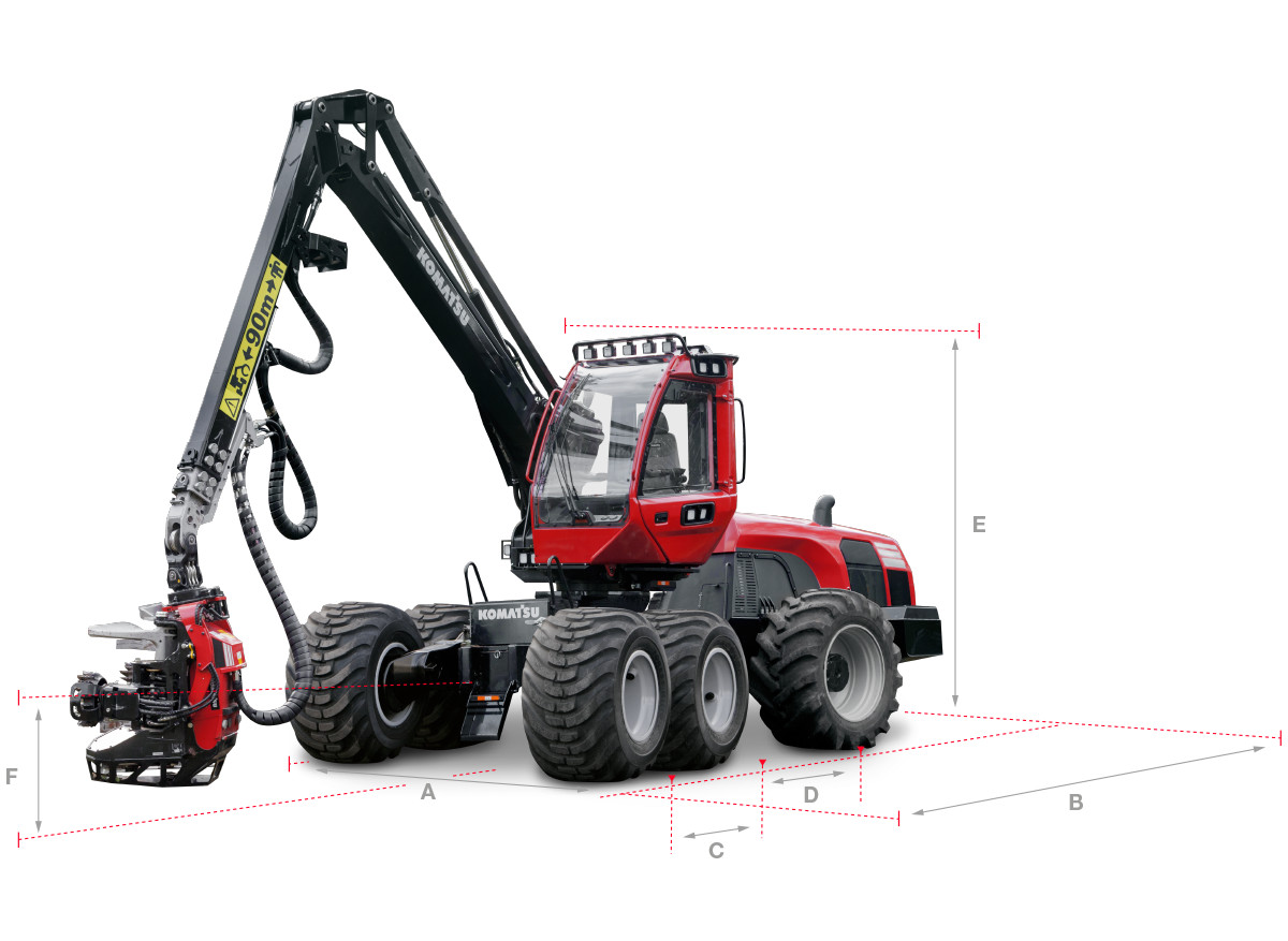 Technical dimensions of the Komatsu 911